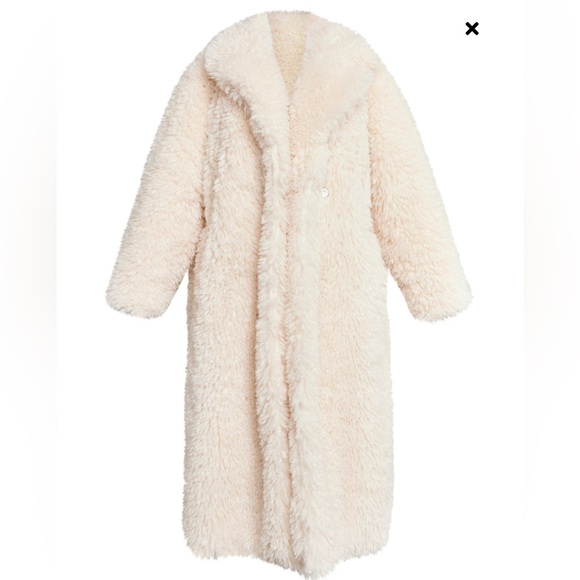NWT PLT PRETTYLITTLETHING Soft Touch Longline Borg Coat Cream Size US 2 UK 6 - Picture 4 of 16